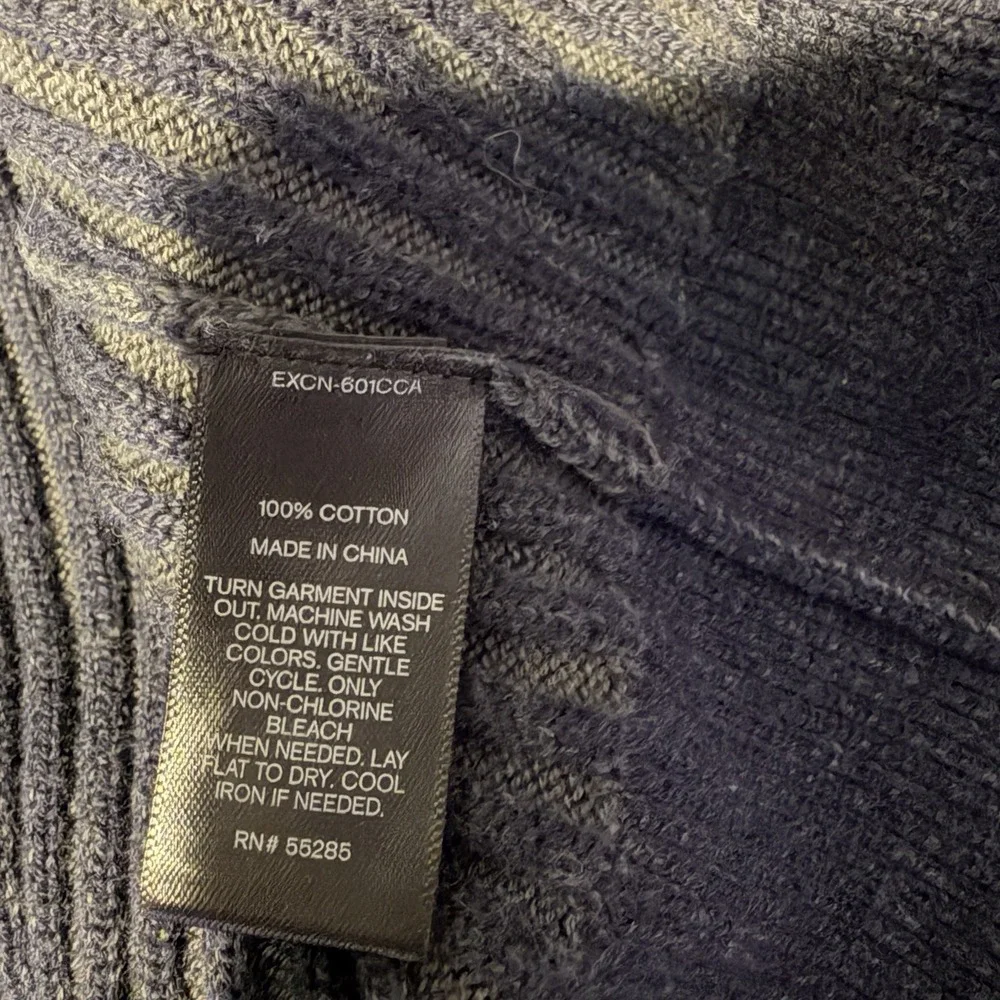 Express Men's Sweater Size L Navy‎ Blue 1/4 Zip and Snap Ribbed Stretch Fitted